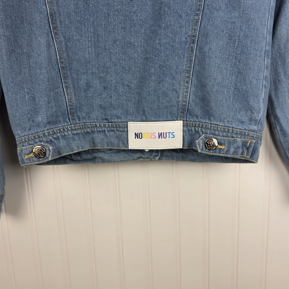 Norris Nuts Girl's Denim Jacket Multi Logo Size 12 - Picture 6 of 13